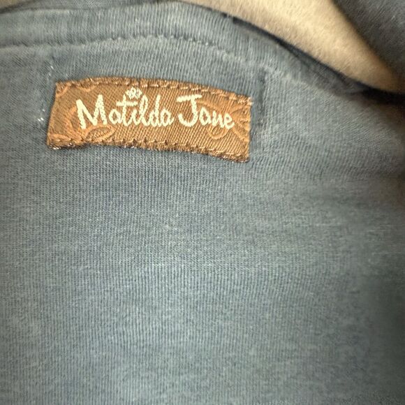 Matilda Jane Cardigan Women Size M Blue Colorblock Open Front Stretch - Picture 3 of 15